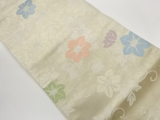 JAPANESE NAGOYA OBI / WOVEN FLOWER ARABESQUE